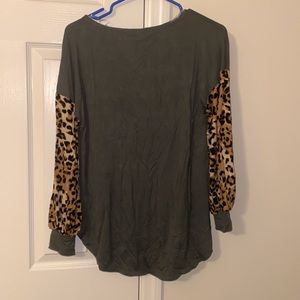 New olive and leopard blouse